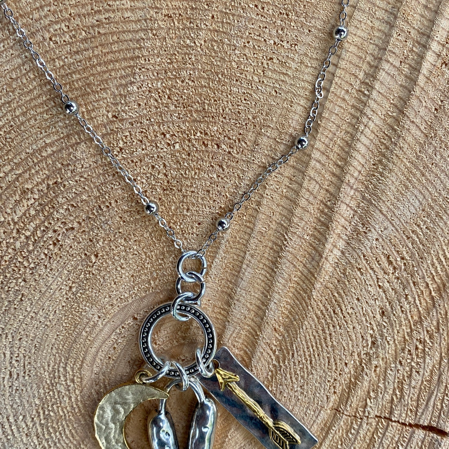 Heart, Arrow and Moon Necklace
