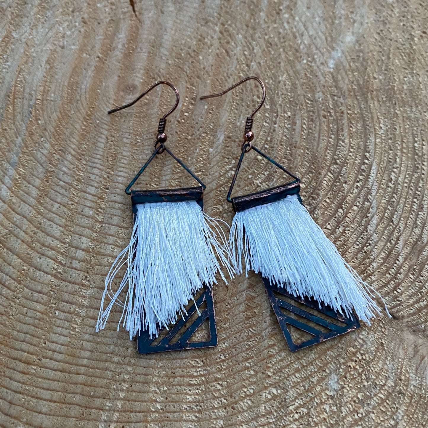 White Fringe Earrings