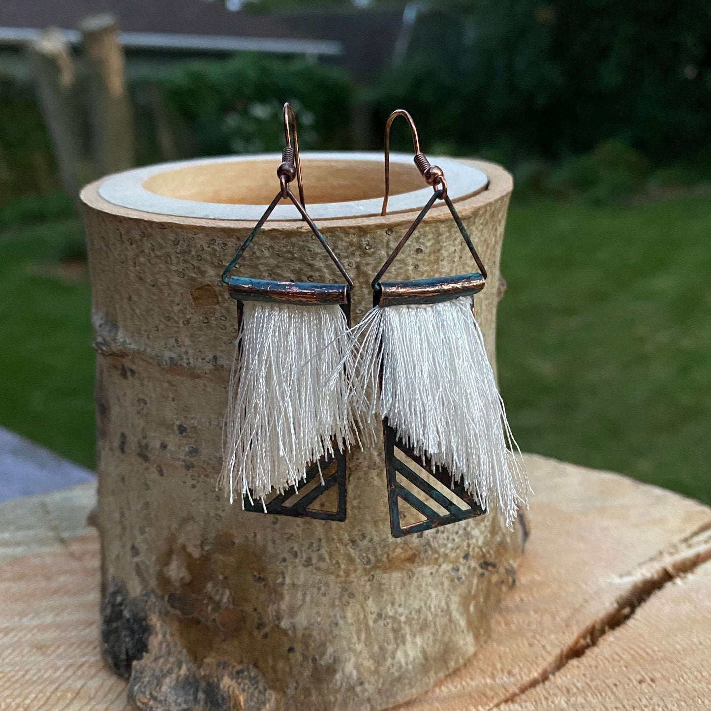 White Fringe Earrings