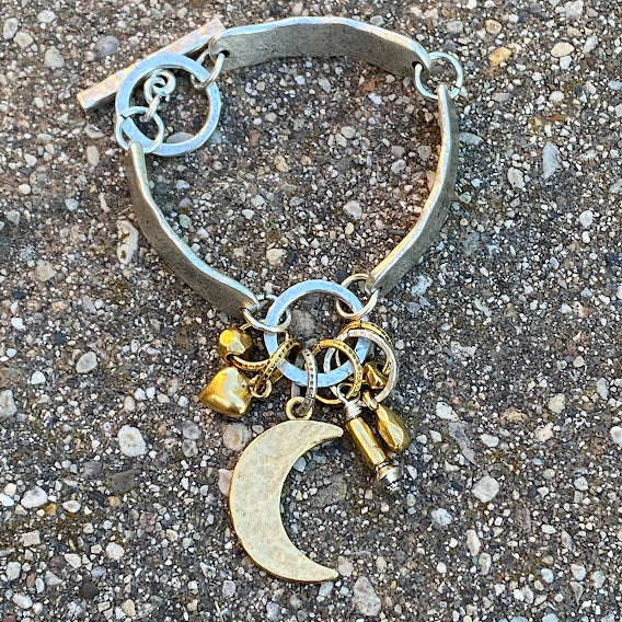 Antique Silver and Matte Gold Bracelet